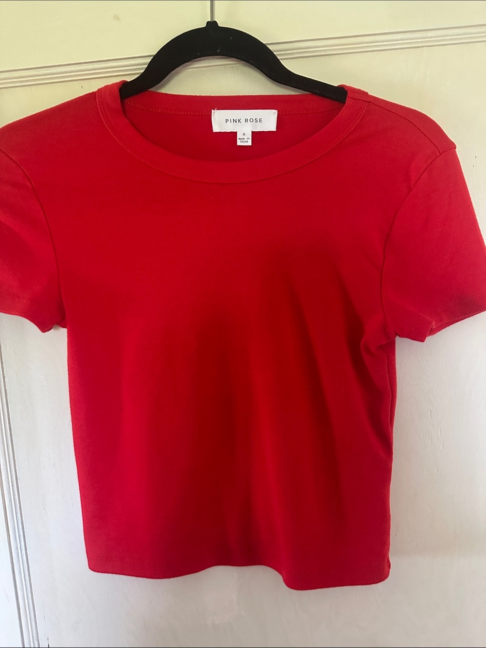 Pink Rose Red Short Sleeve Crewneck Tee